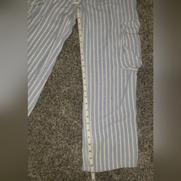 Happily Grey | Soft Wide Leg Striped Cargo Pants - Picture 4 of 6